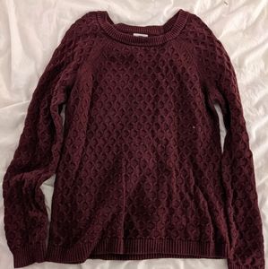 Burgundy cable knit sweater